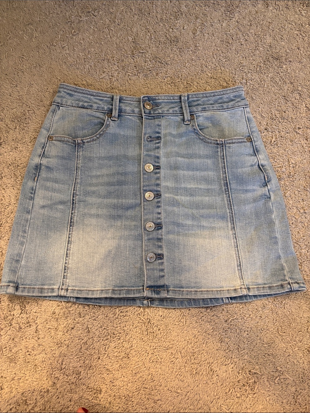 American Eagle Outfitters Light Blue Button-Front Denim Mini Skirt